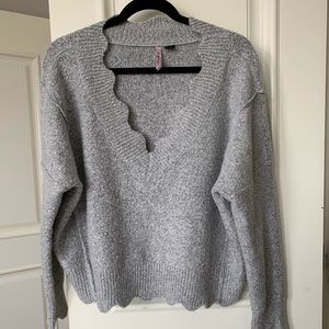 Grey scalloped sweater from Nordstrom